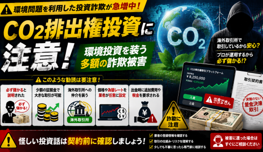 CO2排出権取引詐欺に注意｜「環境投資」「将来性のある資産」を装う悪質な証拠金取引
